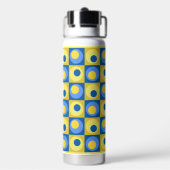 Blue Yellow Square Dot Geometric Design Hot-Cold Waterfles (Achterkant)