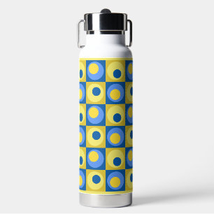 Blue Yellow Square Dot Geometric Design Hot-Cold Waterfles
