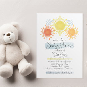 Blue & Yellow Sunshine Baby shower uitnodiging