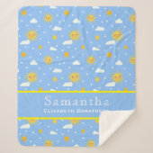 Blue & Yellow Sunshine Sky Persoonlijke naam Sherpa Deken (Voorkant)