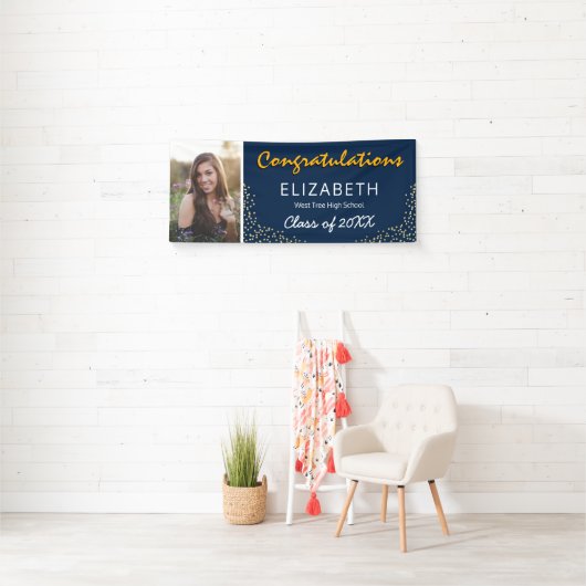 Blue Yellow White 2023 Afstuderen Foto Spandoek (Insitu)