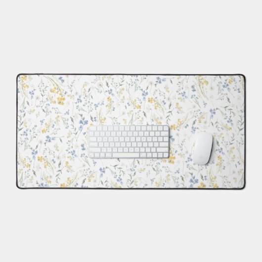 Blue Yellow Wildflower Pattern (Clavier et souris)