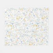 Blue Yellow Wildflower Pattern Fleece Deken (Voorkant (Horizontaal))