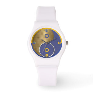 Blue Yellow Yin Yang Horloge