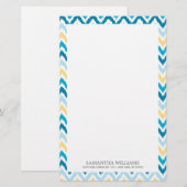 Blue Yellow Zigzag Ikat Pattern Briefpapier (Voorkant / Achterkant)
