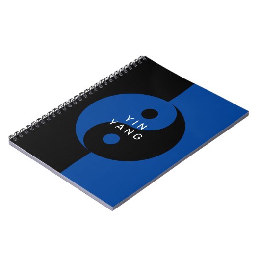 Blue Yin en Yang symbool gepersonaliseerd notitieb Notitieboek (Linkerzijde)