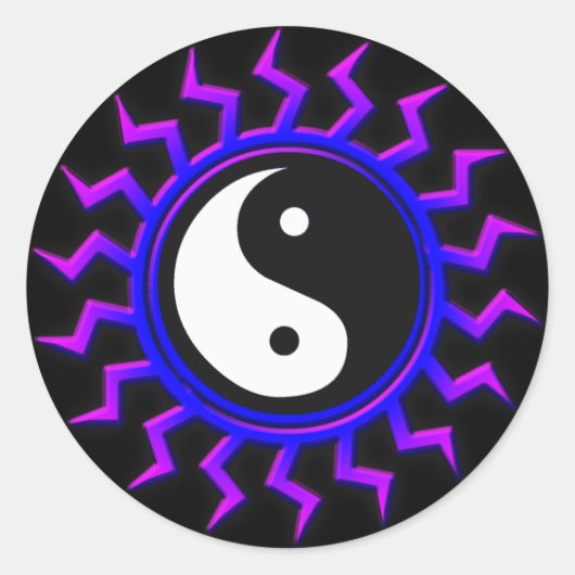 Blue Yin Yang Balanced Sun Ronde Sticker (Voorkant)