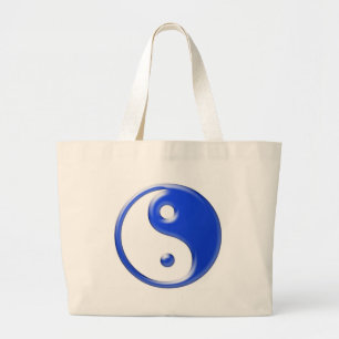 Blue Yin Yang Grote Tote Bag