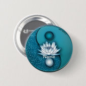 Blue Yin Yang Lotus Ronde Button 5,7 Cm (Voorkant /achterkant)