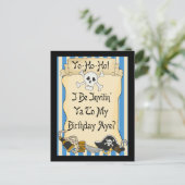 Blue Yo Ho Ho Pirate Invitations d'anniversaire (Debout devant)