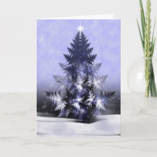Blue Yule Tree Fractal Kerstmis Kaart (Voorkant)