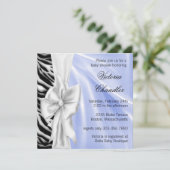 Blue Zebra Baby Shower Invitations (Debout devant)