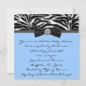 Blue Zebra Baby Shower Kaart (Achterkant)