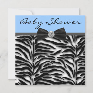Blue Zebra Baby Shower Kaart