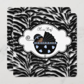 Blue Zebra Baby Shower Kaart (Voorkant / Achterkant)