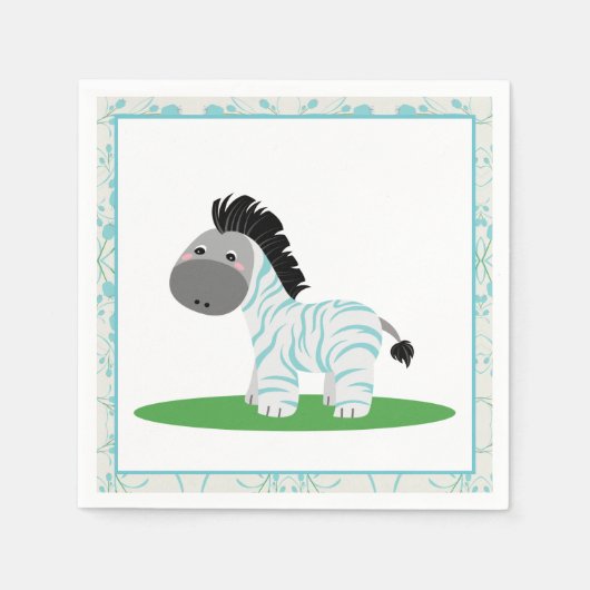 Blue Zebra Baby shower Party Paper Napkins Servet (Voorkant)