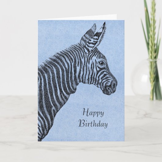 Blue Zebra Birthday Kaart (Voorkant)