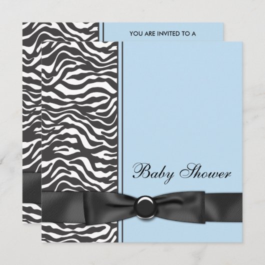 Blue Zebra Boy Baby Shower Invitations (Devant / Derrière)