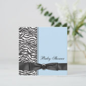 Blue Zebra Boy Baby Shower Invitations (Debout devant)