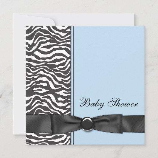 Blue Zebra Boy Baby Shower Uitnodigingen (Voorkant)