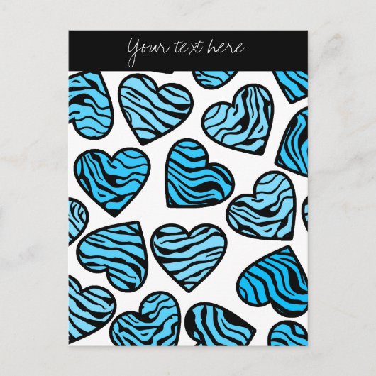Blue Zebra coeurs Design Carte postale (Devant)