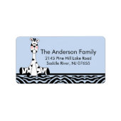 Blue Zebra Imprimer Étiquette de adresse de girafe (Devant)