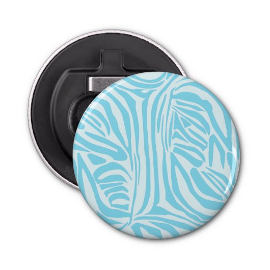 Blue Zebra Pattern Button Flesopener (Voorkant)