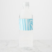 Blue Zebra Pattern Waterfles Etiket (Voorkant)