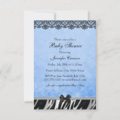 Blue Zebra Print Boy Baby shower Invitation (Dos)