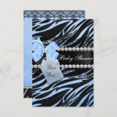 Blue Zebra Print Boy Baby shower Invitation (Devant / Derrière)