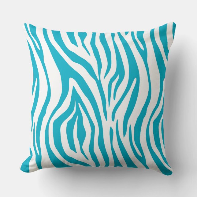 Blue Zebra Print Patroon Kussen (Voorkant)