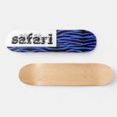 Blue Zebra Safari Stripes Skateboard (Horz)