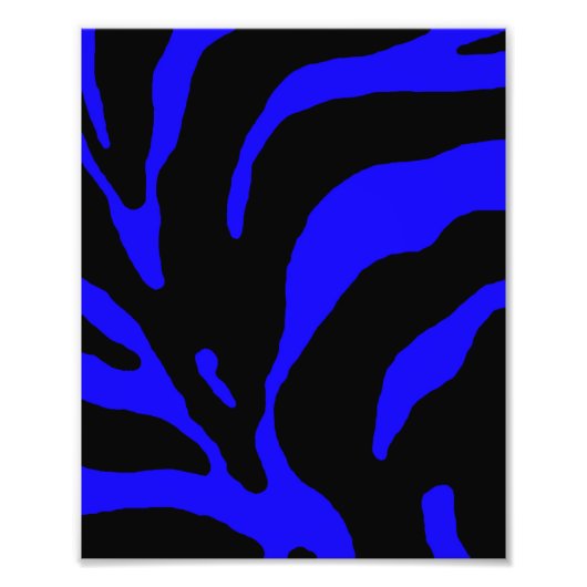 Blue Zebra Stripe Animal Print Foto Afdruk (Voorkant)