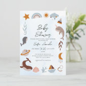 Blue Zee Boho Lijst Baby shower Kaart (Staand voorkant)