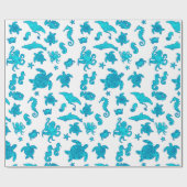 Blue Zee Life Pattern op White Cadeaupapier (Vlak)