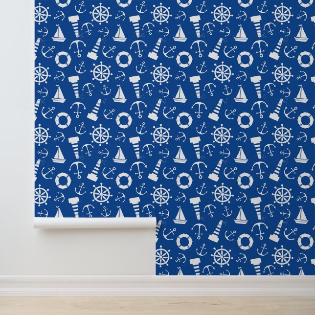 Blue Zee Pattern Behang (Applicatie)