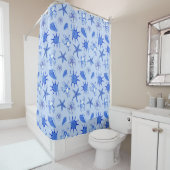 Blue Zee Shell Pattern Douchegordijn (In situ)