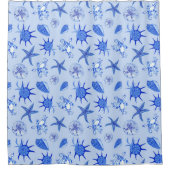 Blue Zee Shell Pattern Douchegordijn (Voorkant)