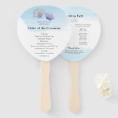 Blue Zee Waterverf Theme Wedding Programme Handwaaier (Voorkant en achterkant)