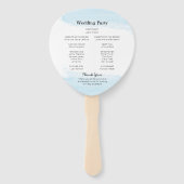 Blue Zee Waterverf Theme Wedding Programme Handwaaier (Achterkant)