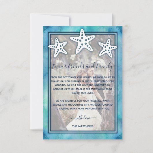 Blue Zee Waterverf Weddenschap Hartelijk dank Bedankkaart (Achterkant)