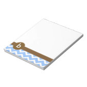 Blue Zig Zag Chevron Pattern Monogram Notitieblok (Gedraaid)