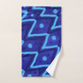 Blue Zig Zags Dots Funky Pattern  Bad Handdoek (Handdoek)