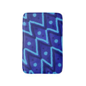 Blue Zig Zags Dots Funky Pattern  Badmat (Voorkant Verticaal)