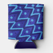 Blue Zig Zags Dots Funky Pattern  Blikjeskoeler (Voorkant)