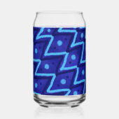Blue Zig Zags Dots Funky Pattern Blikvorm Glas (Voorkant)