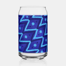 Blue Zig Zags Dots Funky Pattern Blikvorm Glas