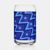 Blue Zig Zags Dots Funky Pattern  Blikvorm Glas (Achterkant)