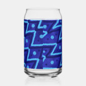 Blue Zig Zags Dots Funky Pattern  Blikvorm Glas (Rechts)