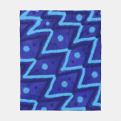 Blue Zig Zags Dots Funky Pattern  Fleece Deken (Voorkant)